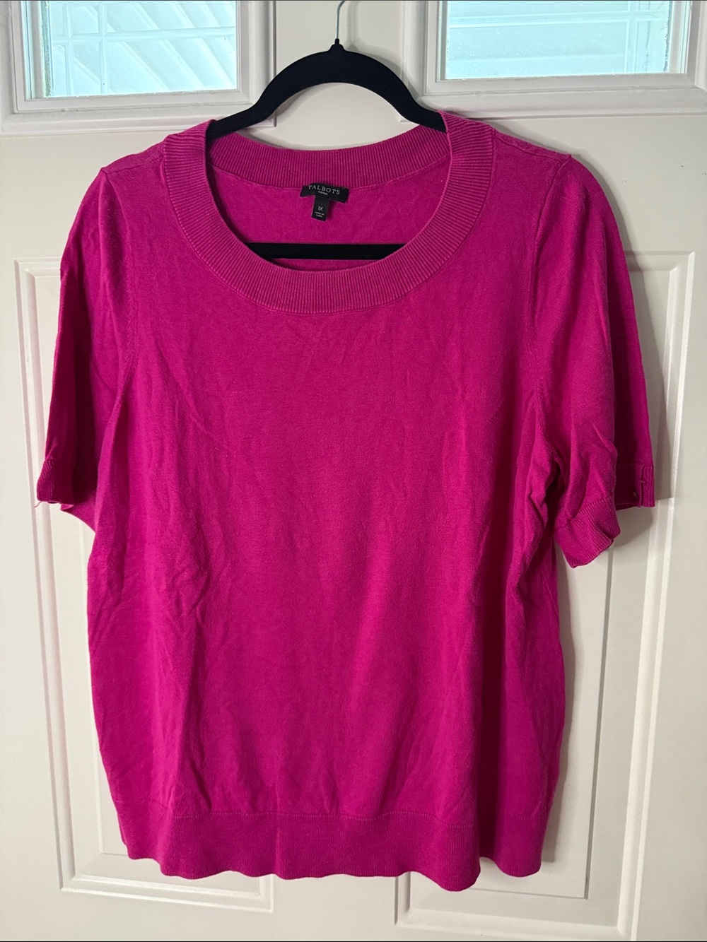 Talbots Bright Fuchsia Short-Sleeve Knit Top